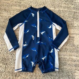 Little Lad Blue Shark Swim Suit / Rash Guard - 18 M
